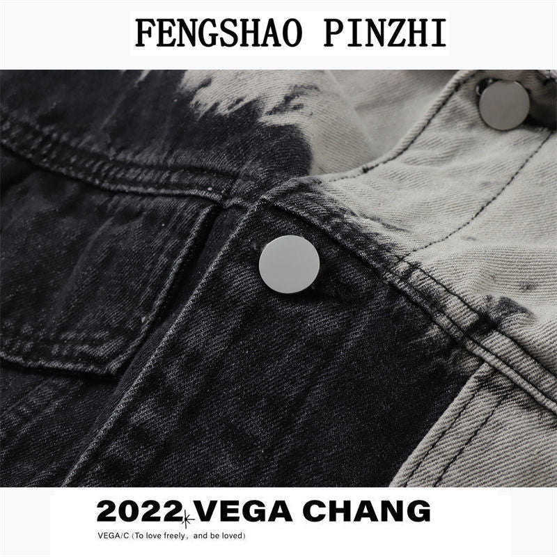 Gradient denim jacket women's spring and autumn new Korean version of the college style loose all-match work jacket top
