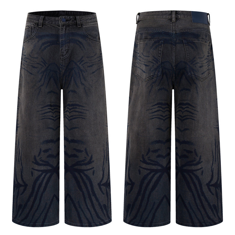 Denim Pants Men's Loose Straight Fit Streetwear Long Pants