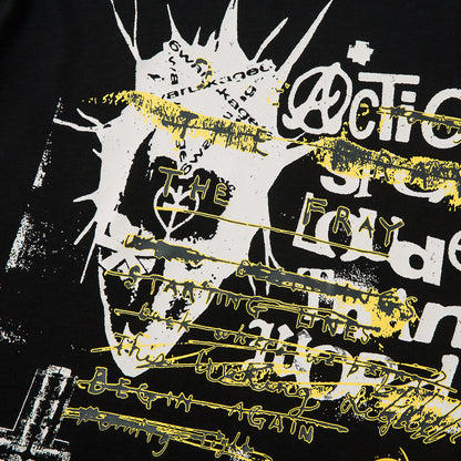 Fake two punk T-shirts with long sleeves