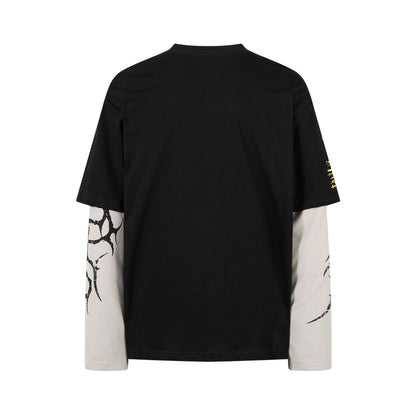 Fake two punk T-shirts with long sleeves