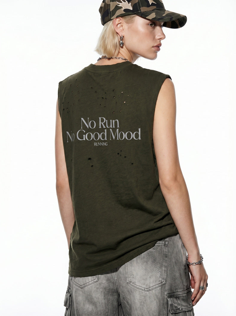Printed sleeveless T-shirt