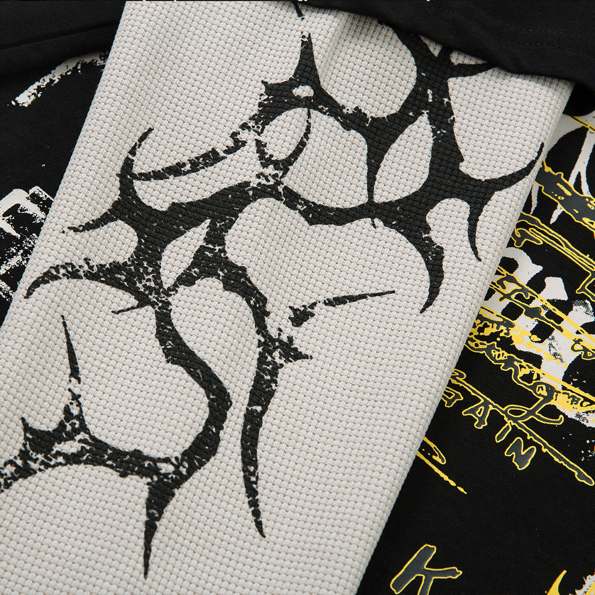 Fake two punk T-shirts with long sleeves