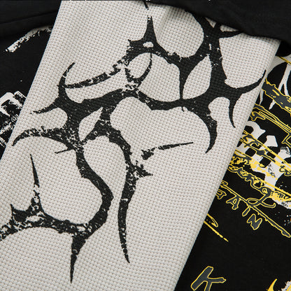 Fake two punk T-shirts with long sleeves