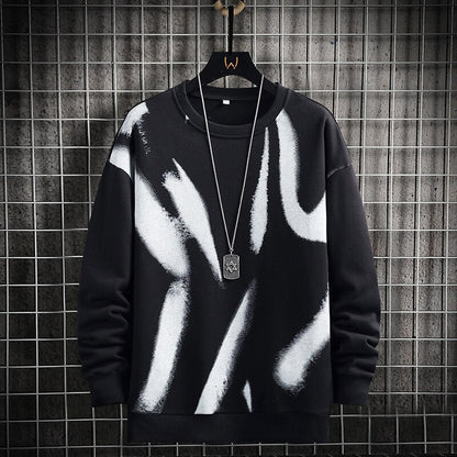 Sping Street Print Sweatshirt Mens Casual Pullover Harajuku Korean Fashion Sweatshirt Men Hip Hop Hoodies Streetwear