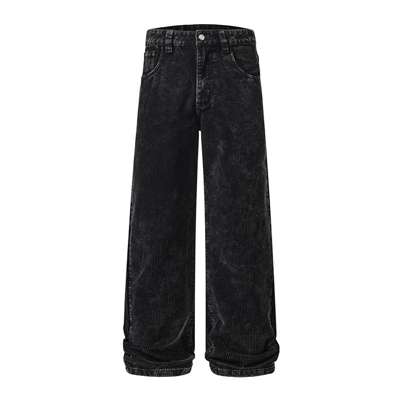 Style Men's Corduroy Jeans, Clean Fit Loose Wide Leg Pants