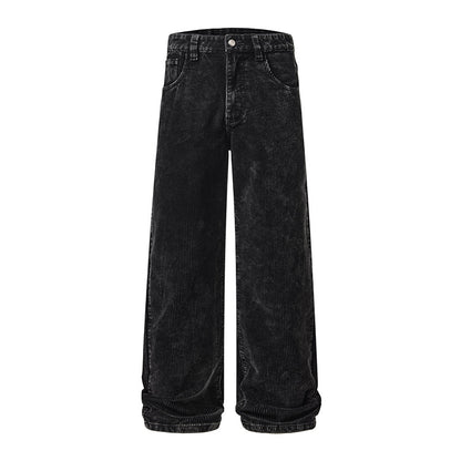Style Men's Corduroy Jeans, Clean Fit Loose Wide Leg Pants