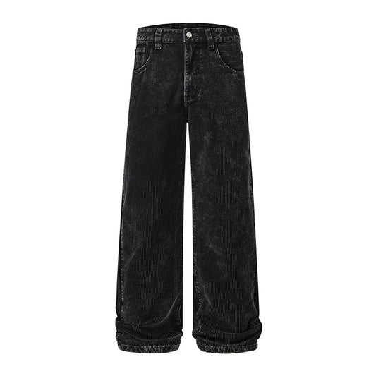 Style Men's Corduroy Jeans, Clean Fit Loose Wide Leg Pants