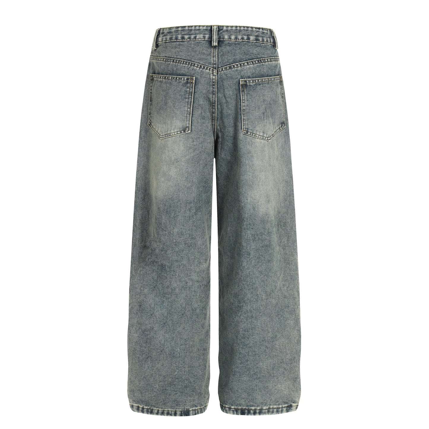 Loose Fit Denim Pants with Patchwork Decoration