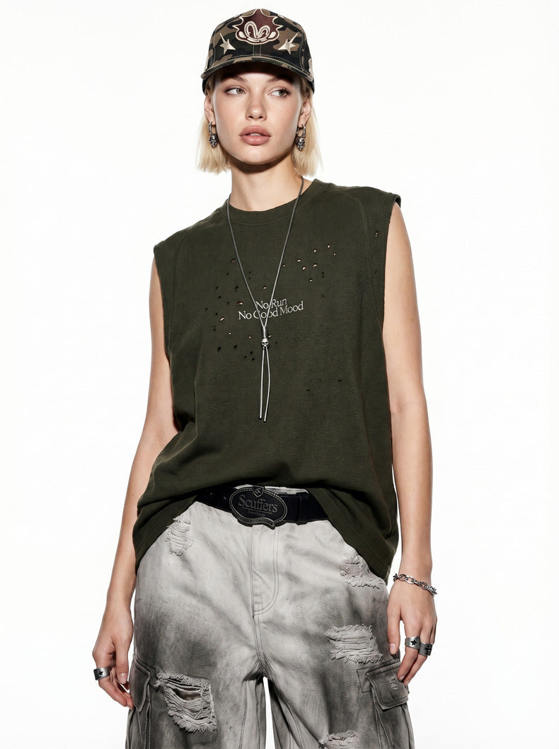 Printed sleeveless T-shirt