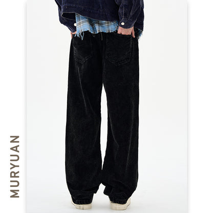 Style Men's Corduroy Jeans, Clean Fit Loose Wide Leg Pants