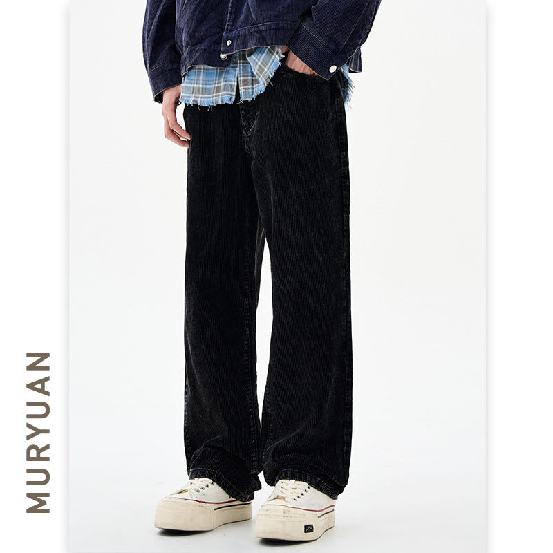 Style Men's Corduroy Jeans, Clean Fit Loose Wide Leg Pants
