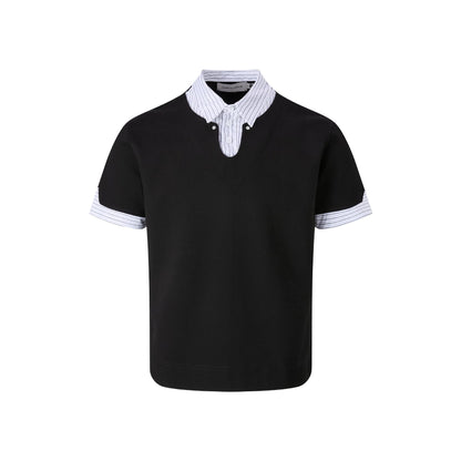 Simple and fake two loose short sleeved T-shirts for men and women polo shirts