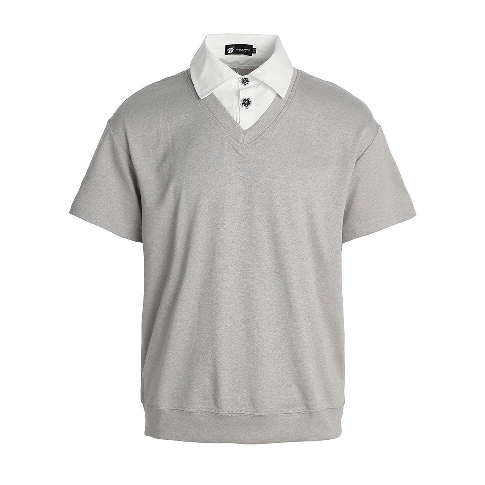 Fake two shirts collar short sleeved T-shirt