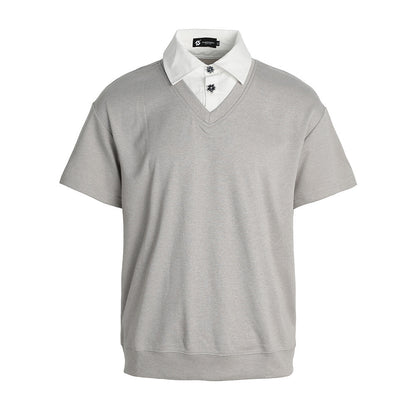 Fake two shirts collar short sleeved T-shirt