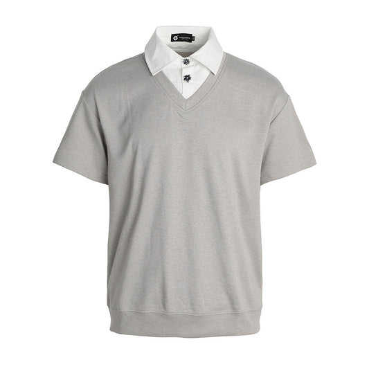 Fake two shirts collar short sleeved T-shirt