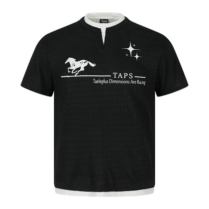 Horse print fake two short sleeved t-shirts