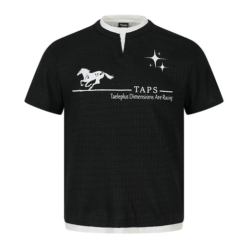 Horse print fake two short sleeved t-shirts
