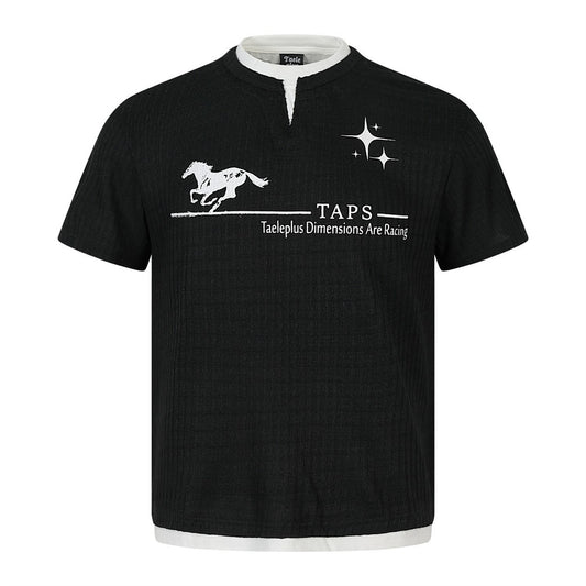 Horse print fake two short sleeved t-shirts