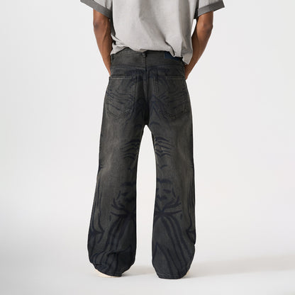 Denim Pants Men's  Loose Straight Fit Streetwear Long Pants
