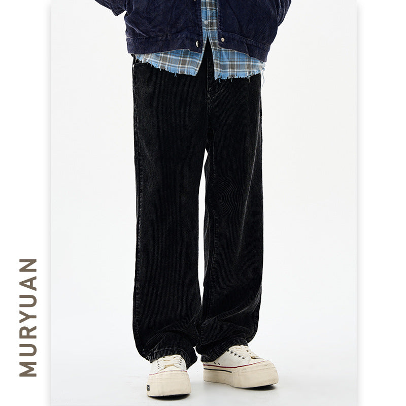 Style Men's Corduroy Jeans, Clean Fit Loose Wide Leg Pants