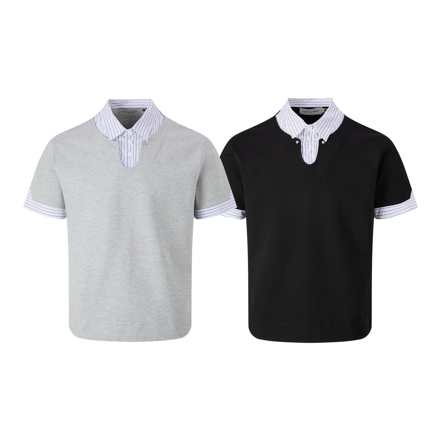 Simple and fake two loose short sleeved T-shirts for men and women polo shirts