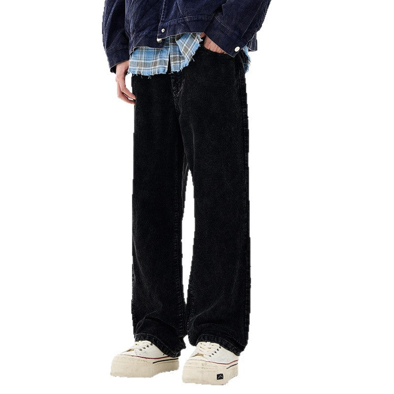 Style Men's Corduroy Jeans, Clean Fit Loose Wide Leg Pants