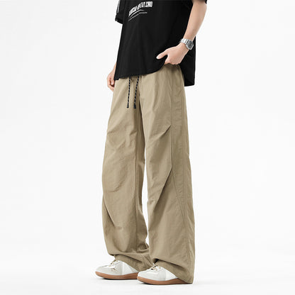 Men's Work Trousers Straight Loose Fit All-Match Long Pants