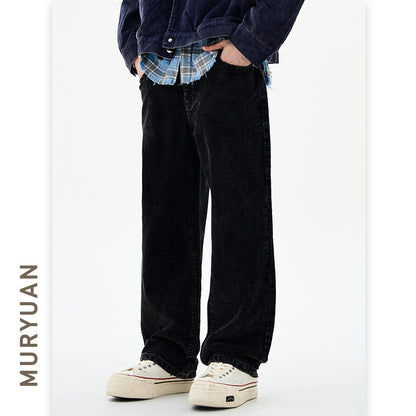 Style Men's Corduroy Jeans, Clean Fit Loose Wide Leg Pants